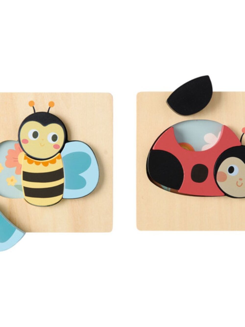 Little Town Ladybug & Bee Jerky Company Wooden 2pk Puzzles - 18+ months, NIB